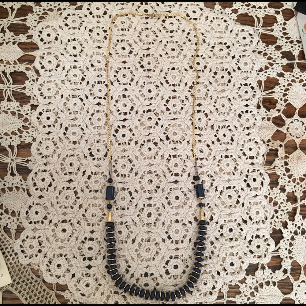 Vintage Navy Blue Beaded Necklace